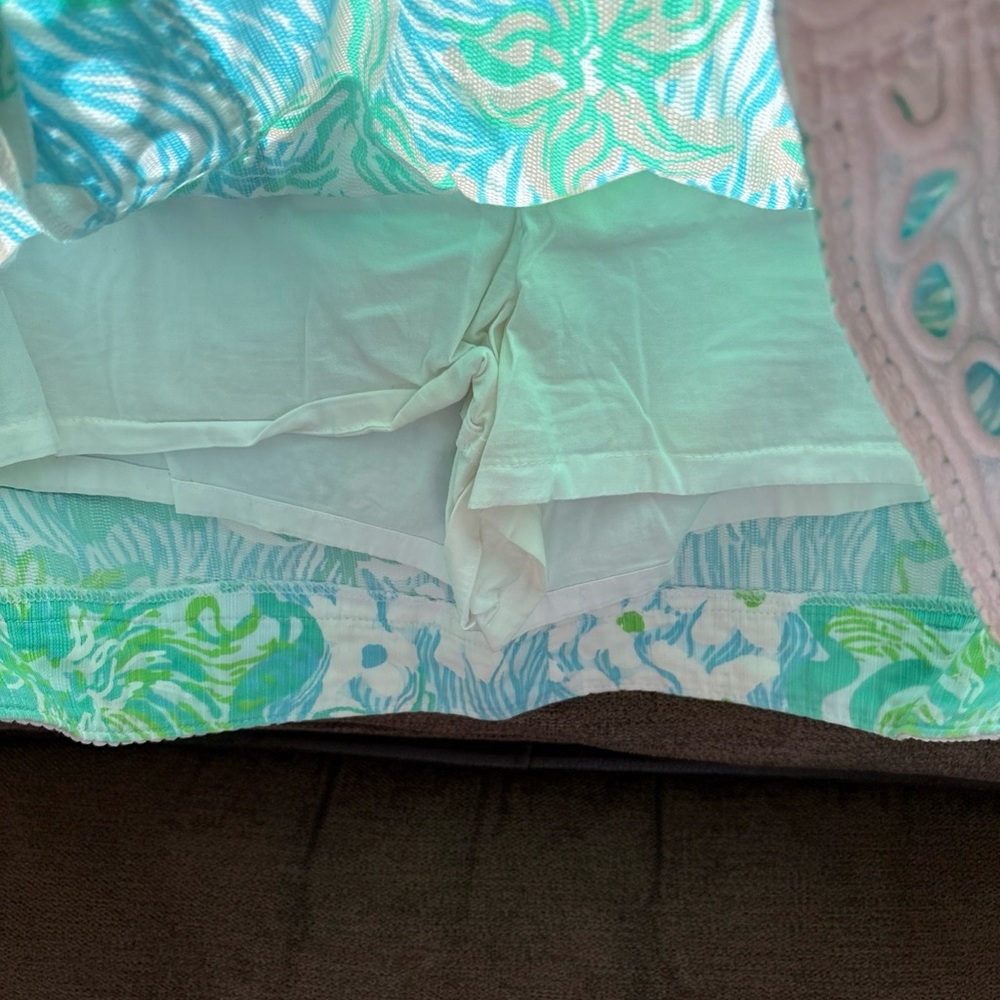 Lilly Pulitzer Pansy Skort Skirt Lagoon Green Wave Rider Sz 4 Lace - Picture 2 of 6
